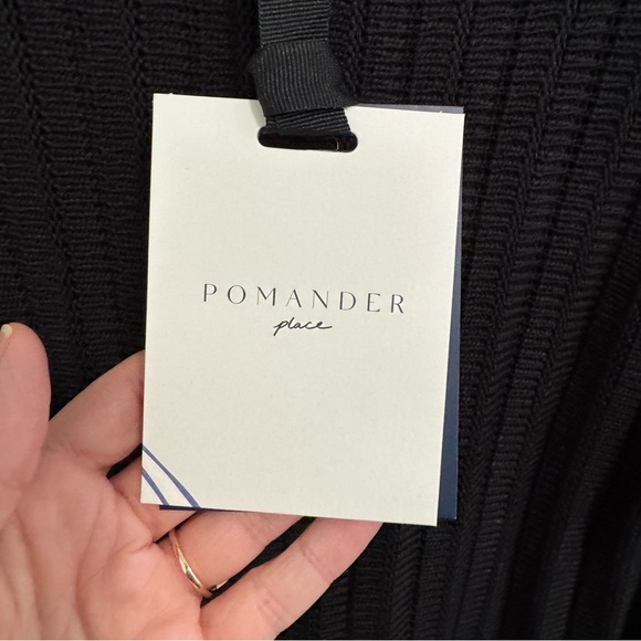 Pomander Place NWT Black Adi Long Belle Sleeve Ribbed Knit Dress - Picture 9 of 9